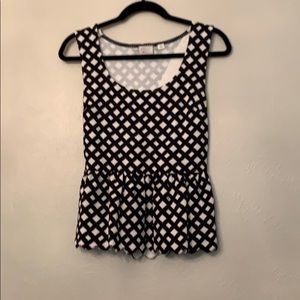Black and White Peplum sleeveless shirt